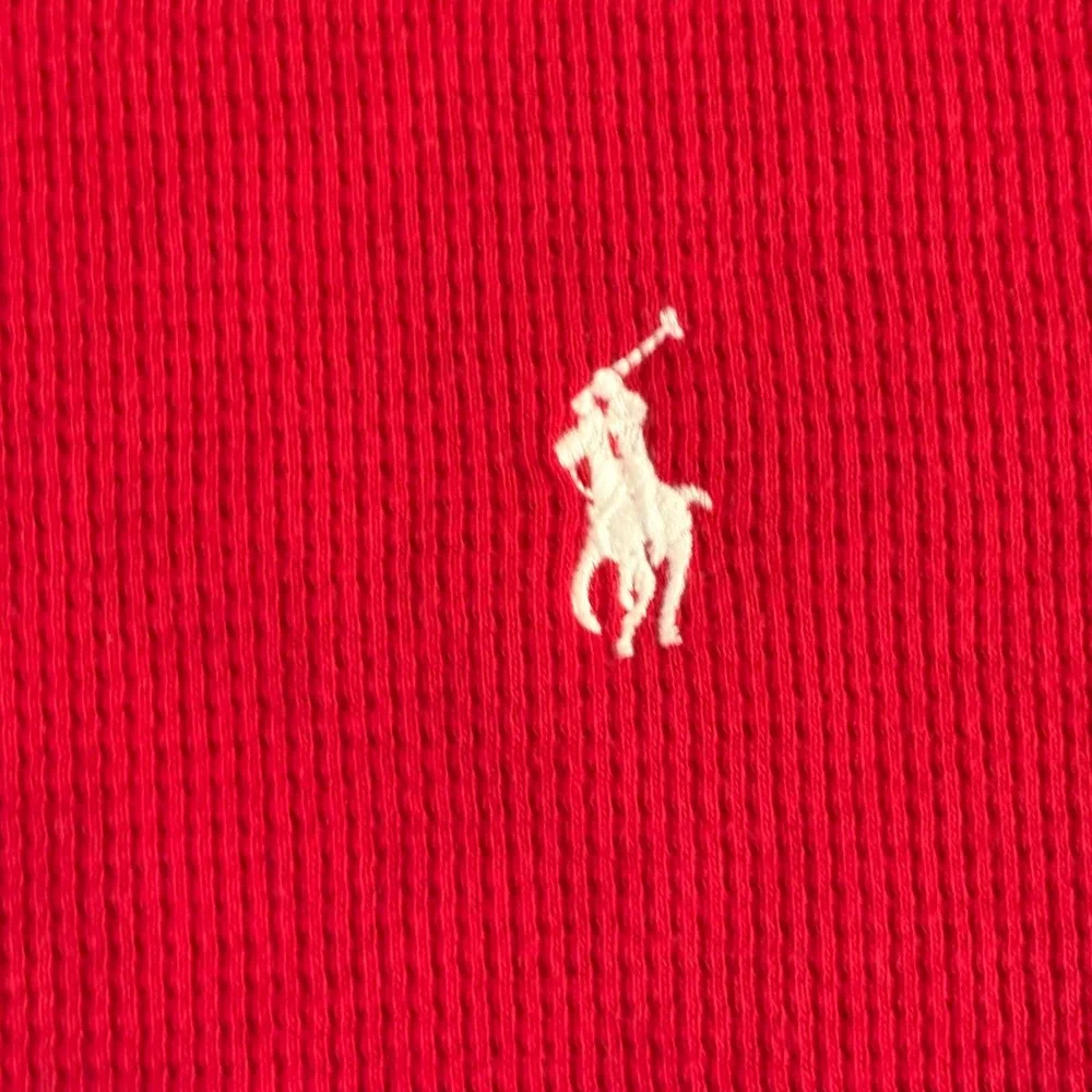Polo Ralph Lauren Mens Red Waffle Knit Thermal Long Sleeve Shirt Large 4217